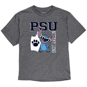heather gray youth t-shirt with Disney's Stitch with PSU Nittany Lions